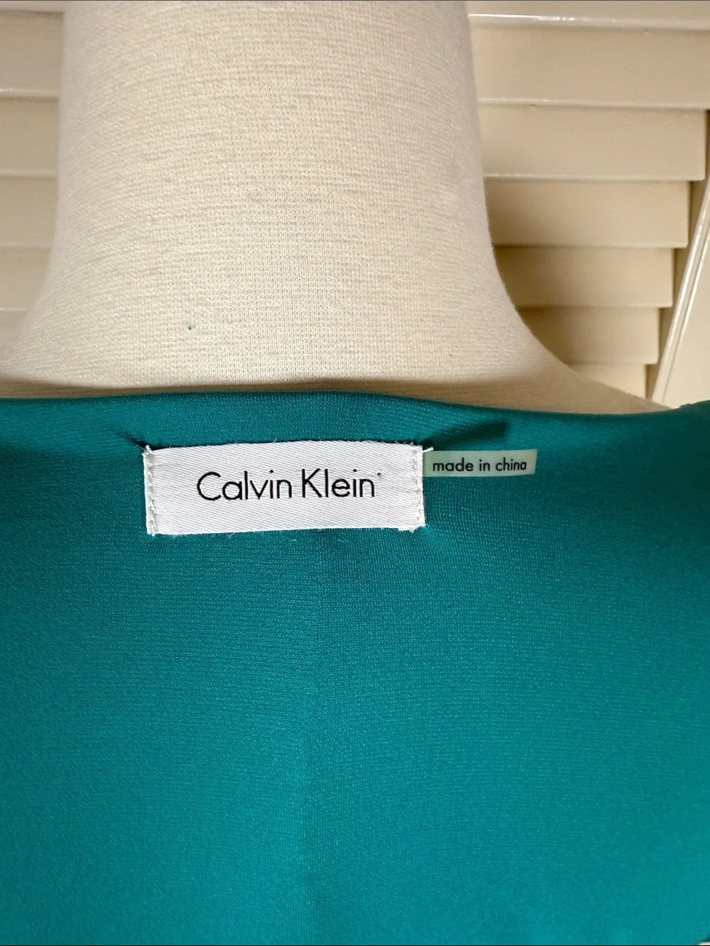 Calvin Klein Green Gold Bar Hardware Faux Wrap Dress Size Petite P Small